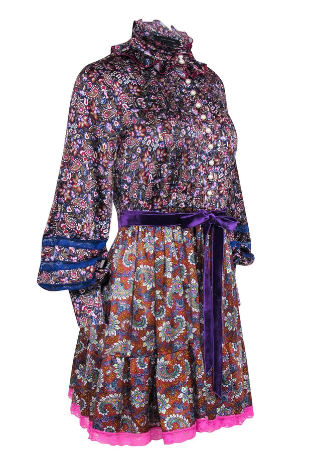 Current Boutique-Marc Jacobs - Blue & Purple Print Pearl Button Dress Sz 4