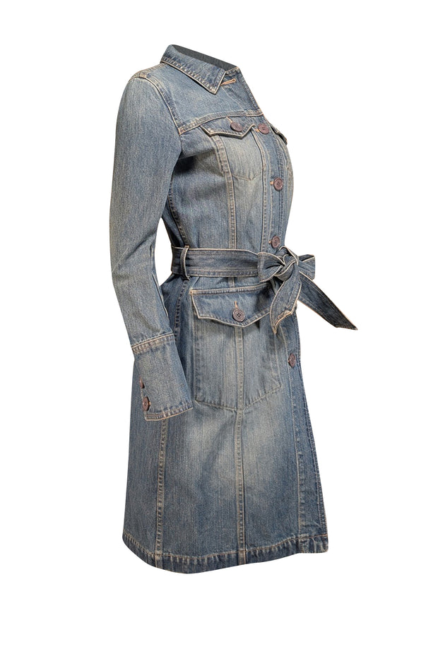 Marc Jacobs - Blue Medium Wash Belted Denim Dress Sz 4 - Current Boutique
