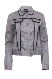 Current Boutique-Marc Jacobs - Grey w/ Navy Trim Button Front Jacket Sz M