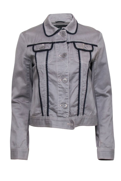Current Boutique-Marc Jacobs - Grey w/ Navy Trim Button Front Jacket Sz M