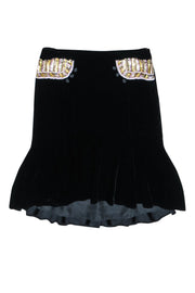 Current Boutique-Marc Jacobs - Black Velour w/ Beaded & Sequin Waist Embellished Skirt Sz 10