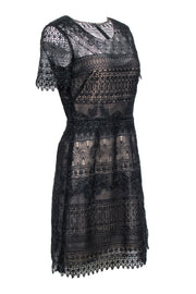 Current Boutique-Marchessa Notte - Black Lace Short Sleeve A-Line Dress Sz 8