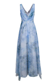 Current Boutique-Marchesa Notte - Blue Floral Tulle Sleeveless Gown Sz 2