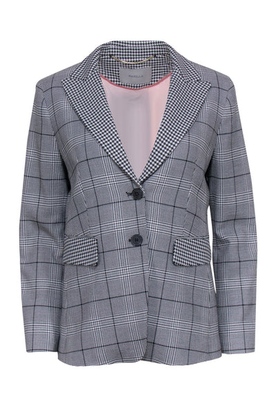 Current Boutique-Marella - Black & White Plaid w/ Hound's-Tooth Blazer Sz 6