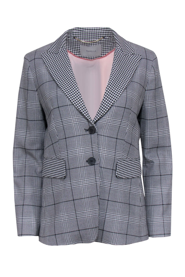 Current Boutique-Marella - Black & White Plaid w/ Hound's-Tooth Blazer Sz 6