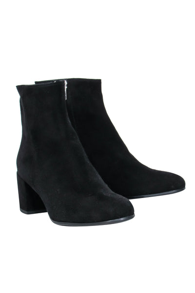 Current Boutique-Margaux - Black Suede Ankle Booties w/ Low Chunky Heel Sz 8