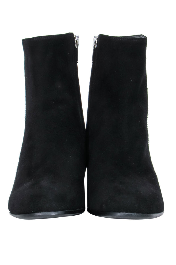 Current Boutique-Margaux - Black Suede Ankle Booties w/ Low Chunky Heel Sz 8