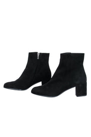 Current Boutique-Margaux - Black Suede Ankle Booties w/ Low Chunky Heel Sz 8