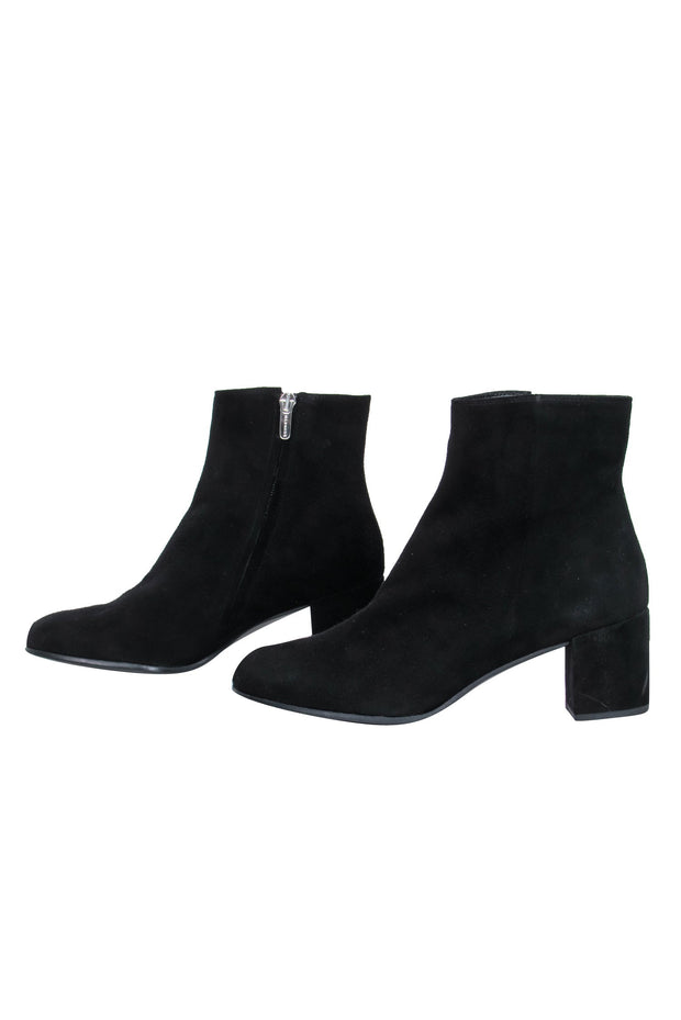 Current Boutique-Margaux - Black Suede Ankle Booties w/ Low Chunky Heel Sz 8