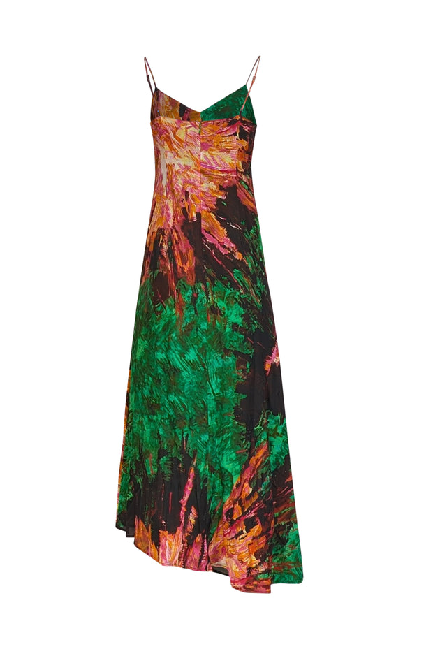 Current Boutique-Marie Oliver - Green, Black, Pink, & Orange Print Handkerchief Hem Dress Sz XS