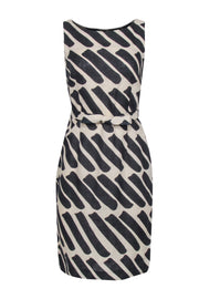 Current Boutique-Marimekko - Tan & Black Sleeveless Dress w/ Waist Tie Sz 6