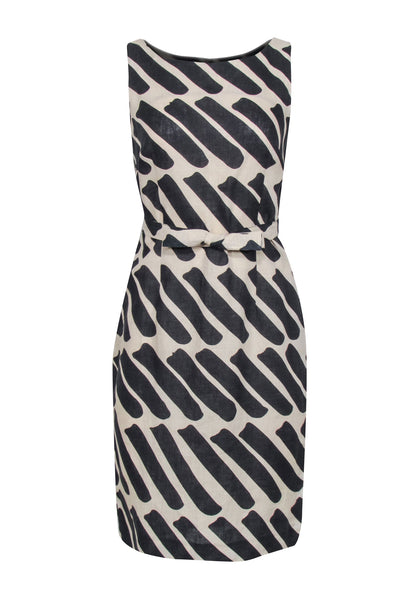 Current Boutique-Marimekko - Tan & Black Sleeveless Dress w/ Waist Tie Sz 6
