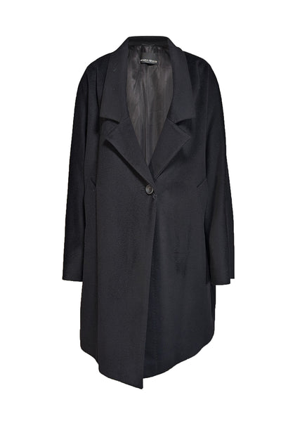 Marina Rinaldi - Black Wool Long Coat Sz 18 - Current Boutique