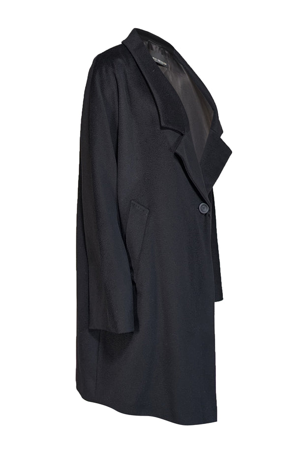 Marina Rinaldi - Black Wool Long Coat Sz 18 - Current Boutique