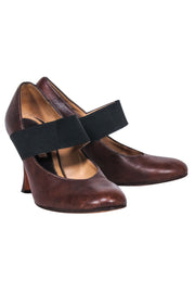 Current Boutique-Marni - Brown Leather Pumps w/ Black Strap Sz 6.5