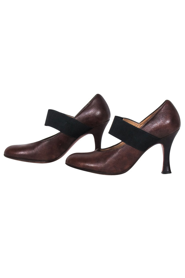 Current Boutique-Marni - Brown Leather Pumps w/ Black Strap Sz 6.5