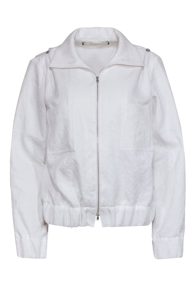 Current Boutique-Marni - White Zipper Front Bomber Jacket Sz M
