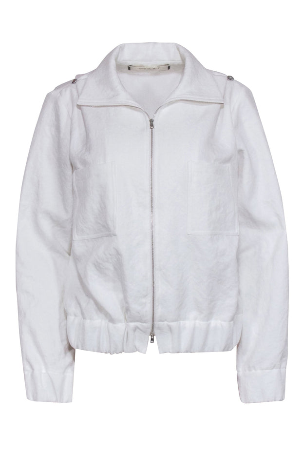 Current Boutique-Marni - White Zipper Front Bomber Jacket Sz M