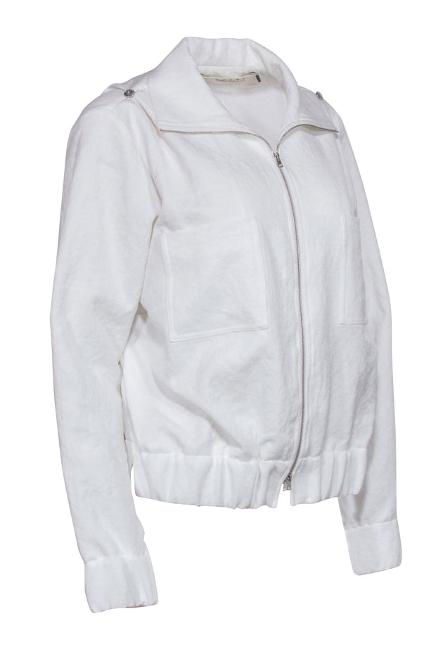 Current Boutique-Marni - White Zipper Front Bomber Jacket Sz M