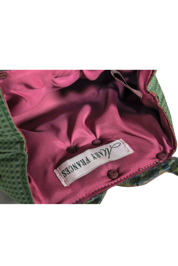 Current Boutique-Mary Frances - Green Embroidered w/ Jewel & Floral Details Mini Bag