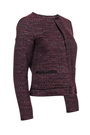 Current Boutique-Massimo Dutti - Maroon & Black Tweed Hook Front Jacket Sz 4