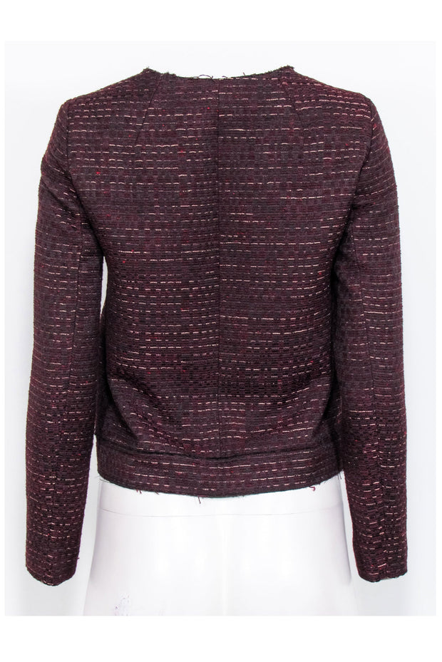Current Boutique-Massimo Dutti - Maroon & Black Tweed Hook Front Jacket Sz 4
