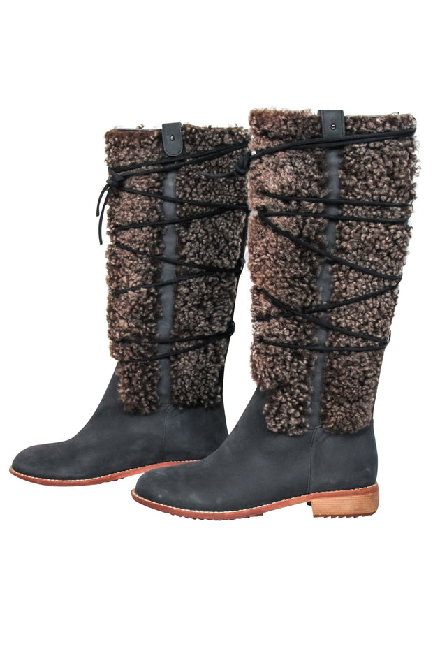 Current Boutique-Matt Bernson - Grey & Brown "Alpenglow" Shearling Shaft Boots Sz 6.5