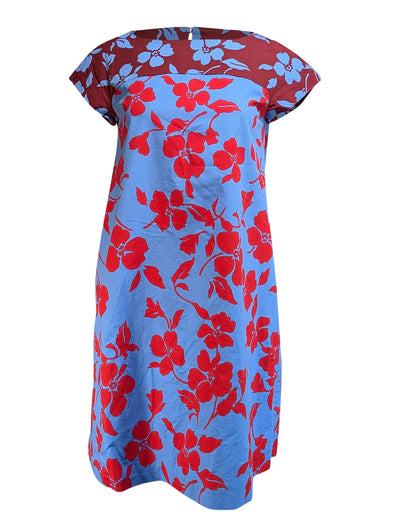 Current Boutique-Weekend Max Mara - Blue, Red, & Maroon Floral Print Cotton Dress Sz 6
