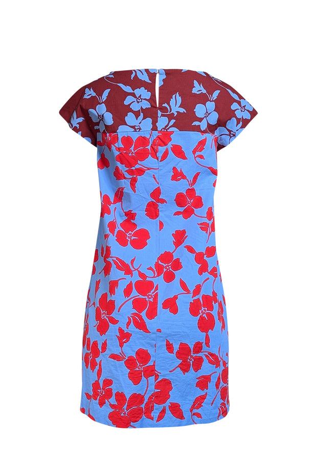 Current Boutique-Weekend Max Mara - Blue, Red, & Maroon Floral Print Cotton Dress Sz 6