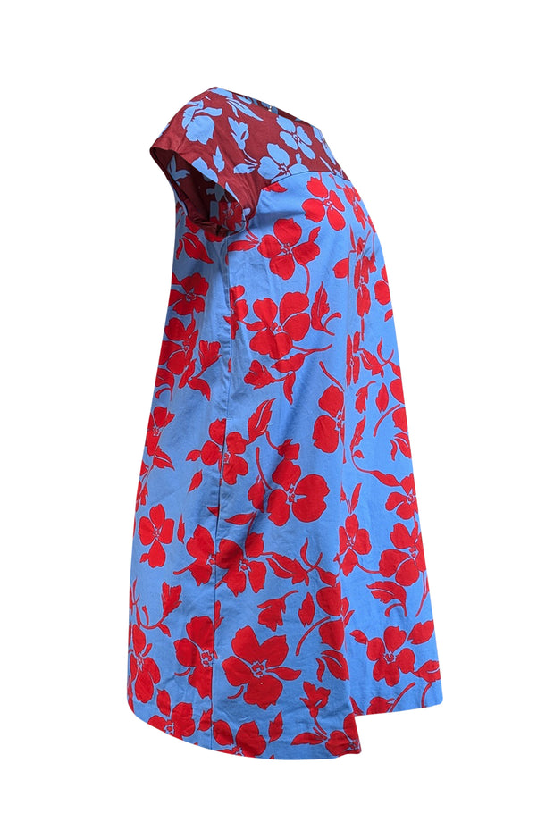 Current Boutique-Weekend Max Mara - Blue, Red, & Maroon Floral Print Cotton Dress Sz 6