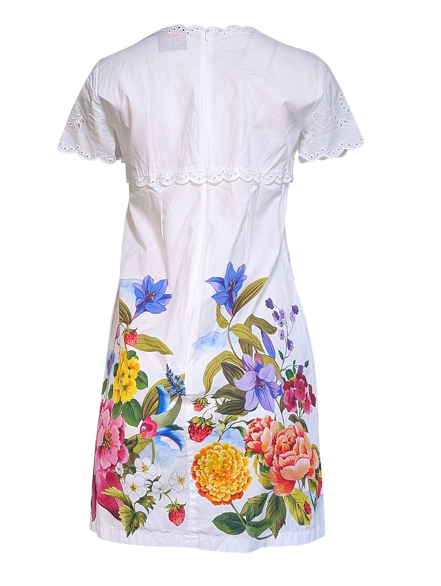 Current Boutique-Weekend Max Mara - White w/ Multicolor Floral Print Cotton Shift Dress Sz 6