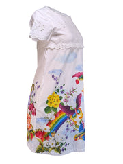 Current Boutique-Weekend Max Mara - White w/ Multicolor Floral Print Cotton Shift Dress Sz 6
