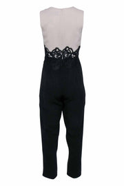 Current Boutique-Max Mara - Cream Bodice w/ Black Pant & Lace Waist Detail Jumpsuit Sz 4