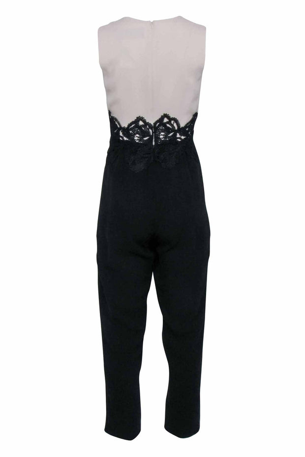 Current Boutique-Max Mara - Cream Bodice w/ Black Pant & Lace Waist Detail Jumpsuit Sz 4