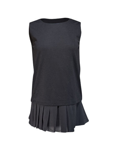 Current Boutique-MaxMara - Black Sleeveless Ruffle Hem Blouse Sz S