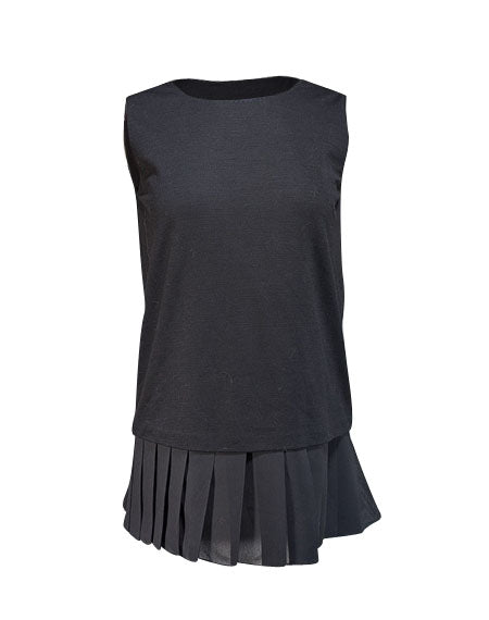 Current Boutique-MaxMara - Black Sleeveless Ruffle Hem Blouse Sz S