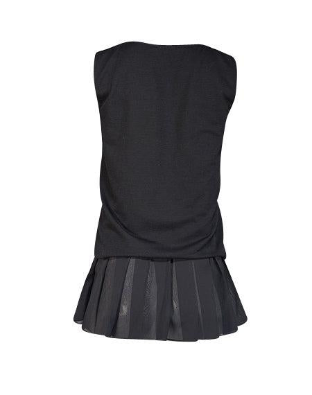 Current Boutique-MaxMara - Black Sleeveless Ruffle Hem Blouse Sz S