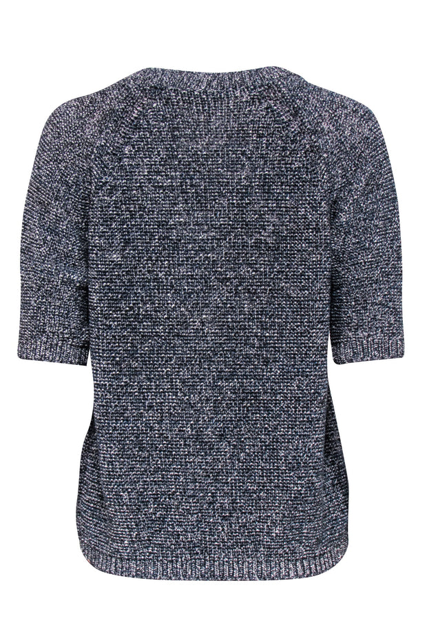 Current Boutique-Max Mara - Black, Cream, Teal, & Grey Blend Knit Short Sleeve Top Sz M