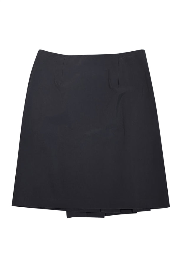 Max Mara - Grey Pleated Wrap Skirt Sz 12 - Current Boutique