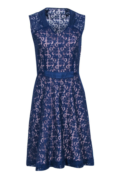 Current Boutique-Mayle - Blue Sleeveless Lace A-line Dress Sz 8