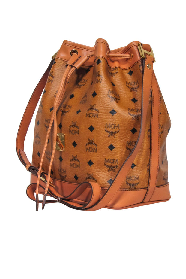 Current Boutique-MCM - Tan Dessau Medium Visetos Bucket Bag