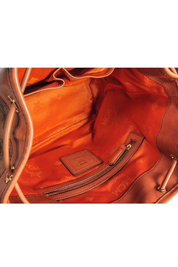 Current Boutique-MCM - Tan Dessau Medium Visetos Bucket Bag