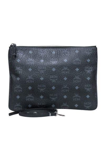 Current Boutique-MCM - Black Leather Medium Visetos Pouch Shoulder Bag
