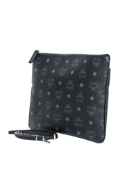 Current Boutique-MCM - Black Leather Medium Visetos Pouch Shoulder Bag