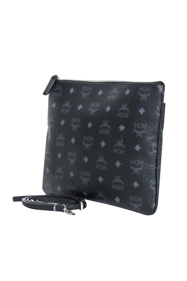 Current Boutique-MCM - Black Leather Medium Visetos Pouch Shoulder Bag