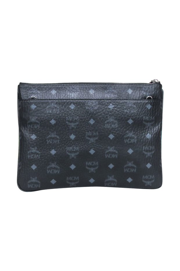 Current Boutique-MCM - Black Leather Medium Visetos Pouch Shoulder Bag