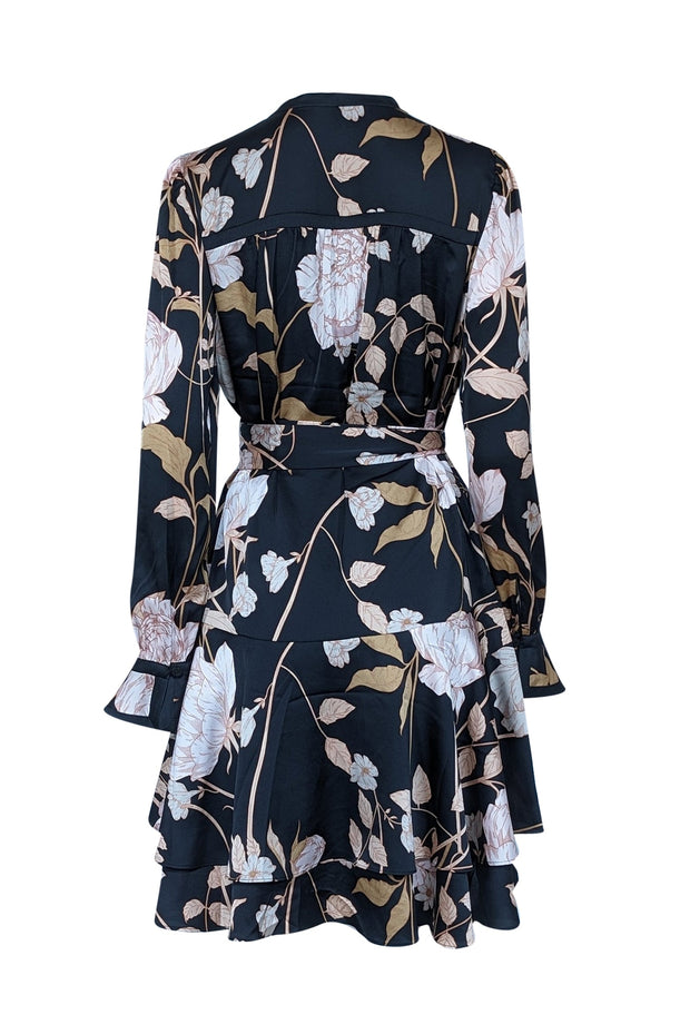Current Boutique-Me & Em - Black & Blush Floral Print Drop Waist Shift Dress Sz 10