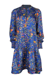 Current Boutique-Me & Em - Blue & Multi Color Floral Print Drop Waist Dress Sz 10