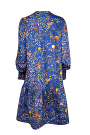 Current Boutique-Me & Em - Blue & Multi Color Floral Print Drop Waist Dress Sz 10