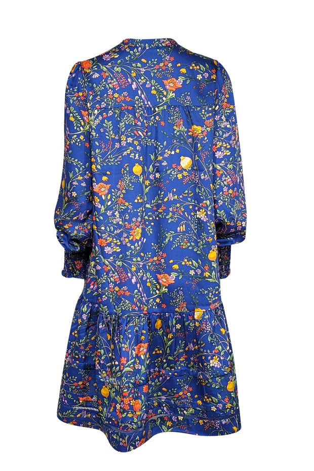 Current Boutique-Me & Em - Blue & Multi Color Floral Print Drop Waist Dress Sz 10